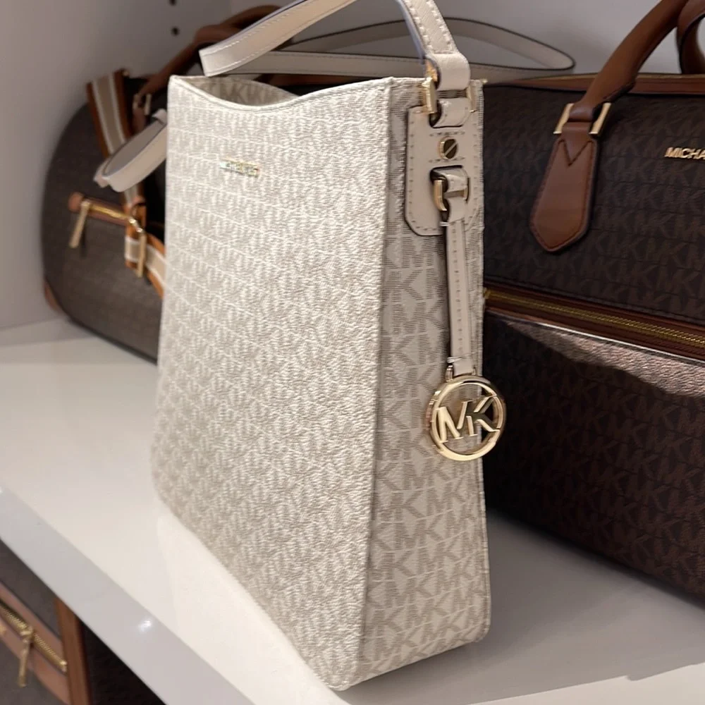 Michael Kors Jet Set Travel Large Messenger Crossbody Bag Light Cream Multi - Picture 12 of 16